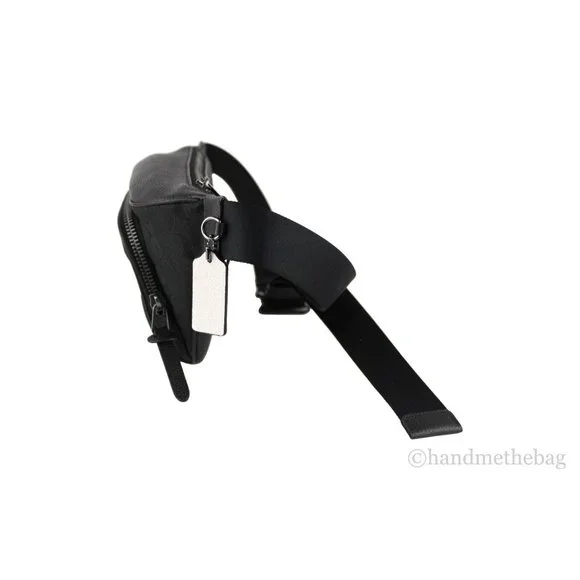 NWT Coach Men's Thompson Black Varsity Stripe Belt Bag Logo Jacquard Canvas LGE - Picture 7 of 10